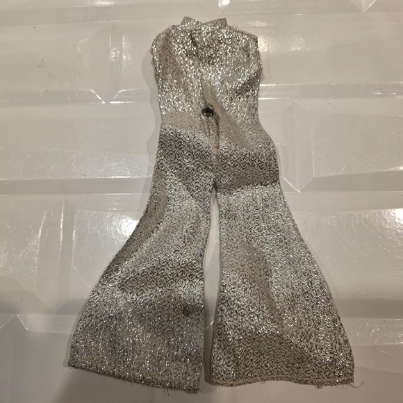 Vintage Barbie Clone Silver Brocade Jumpsuit, Jumpsuit Only Fab Lu Wendy - Picture 2 of 5
